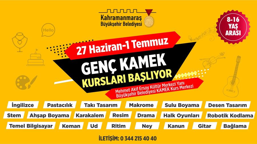 GENÇ KAMEK KURSLARI BAŞLIYOR