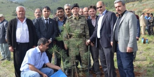 Gazi Kışlasında Mehmetçikle el ele ağaç dikildi