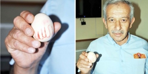 Yumurtadaki `Allah` yazısı görenleri şaşırtıyor
