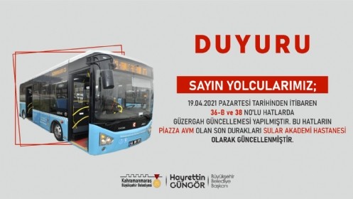 İki Hatta Güzergah Güncellendi