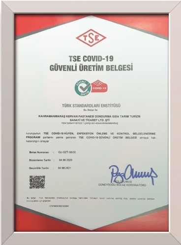 Alpedo-Kervan Lezzet Gurubu, TSE COVİD-19 Güvenli Üretim Belgesi aldı