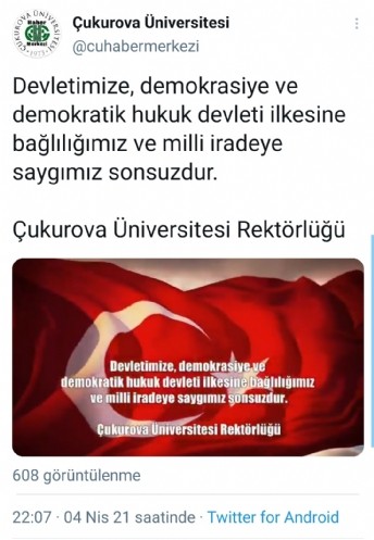 Rektör Prof. Dr. Meryem Tuncel: 
Devletimize Bağlılığımız, Milli İradeye Saygımız Sonsuzdur
